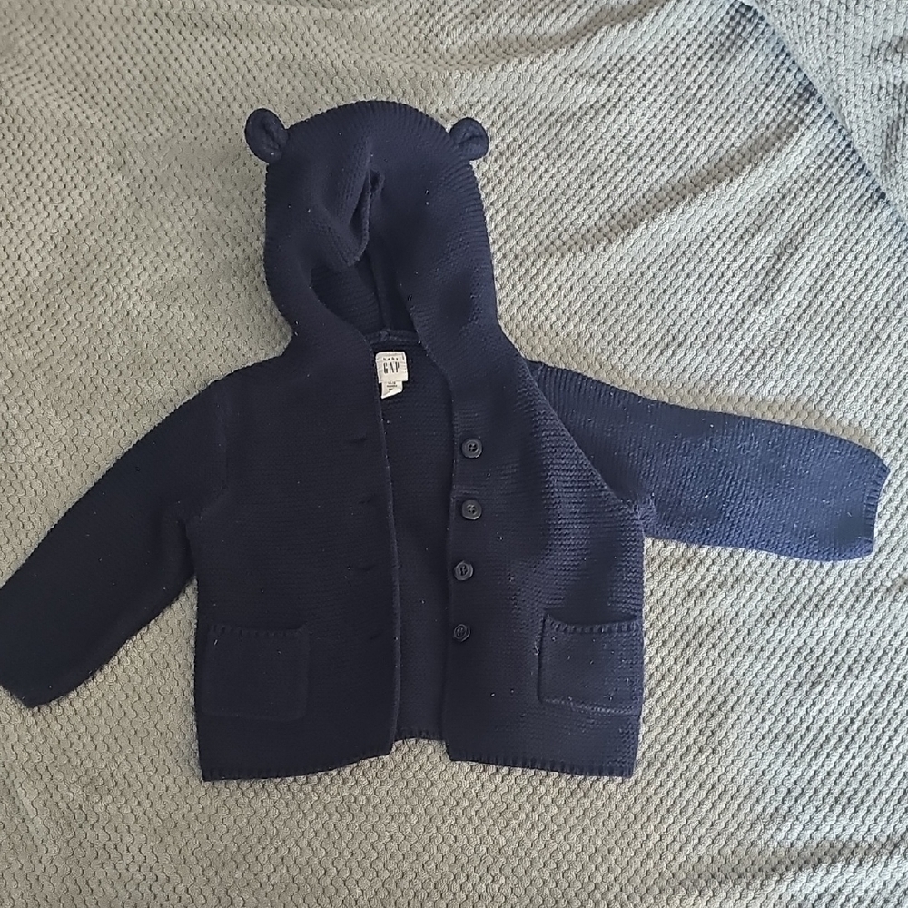 GAP Baby Navy Knit Sweater with Hood